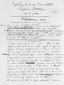manuscrit du programme de la symphonie fantastique de Berlioz
